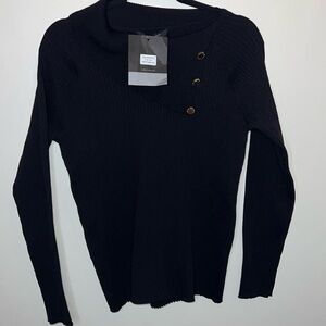 Black Button-Detail Women's Sweater